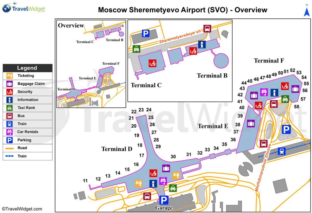 Карта Шереметьєво терміналів