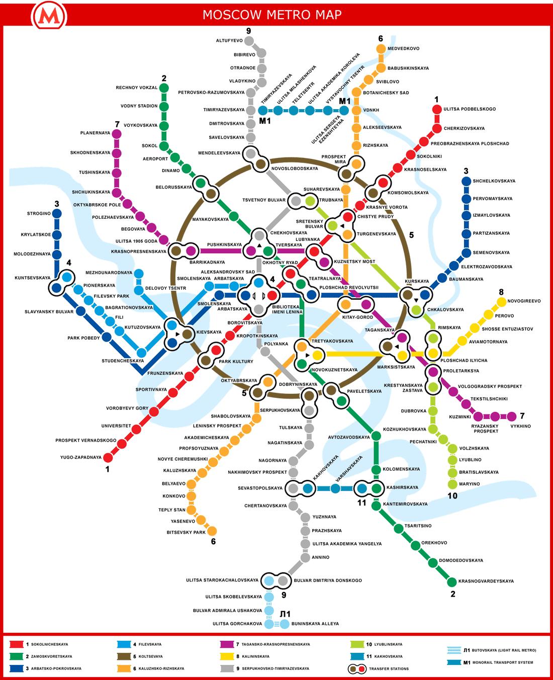 Схема метро с расчетом времени поездки метро