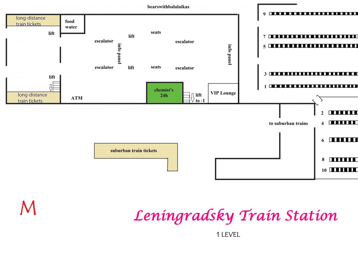 карта Ленінградського вокзалу Москви