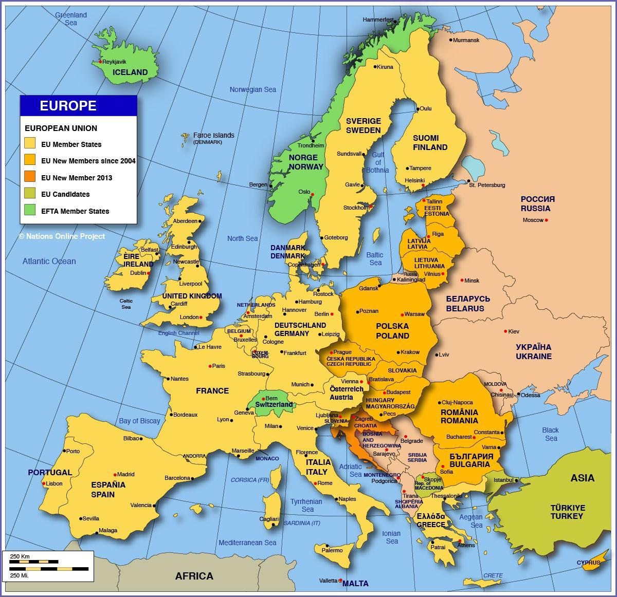 Москва на карті Європи