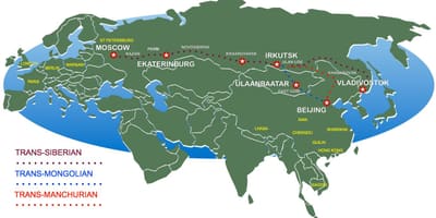 Пекін Москва поїзд маршрут на карті