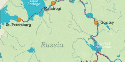 Карта Санкт-Петербурга в Москву круїз